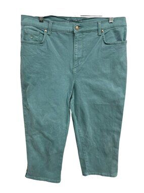 Gloria Vanderbilt 16P Amanda Petite Capri Jeans Teal Stretch Naturecore Boho